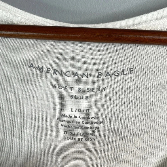 AMERICAN EAGLE White Soft & Sexy Slub Henley Shirt  Snap Long Sleeves L - Picture 7 of 10
